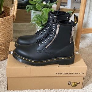 DR. MARTENS 1460 ZIP NAPPA LEATHER LACE UP BOOTS